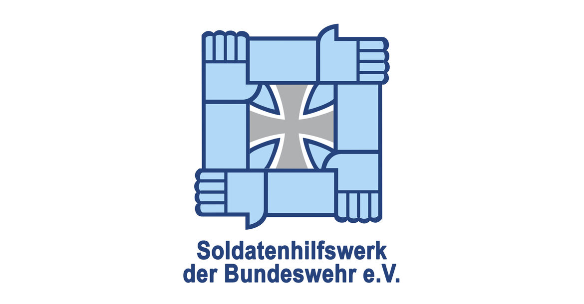 Das Emblem der vier verschränkten Hände im Zeichen des Soldatenhilfswerks der Bundeswehr steht für kameradschaftlichen Zusammenhalt und Hilfe, die dem unverschuldet in Not Geratenen geboten wird. 